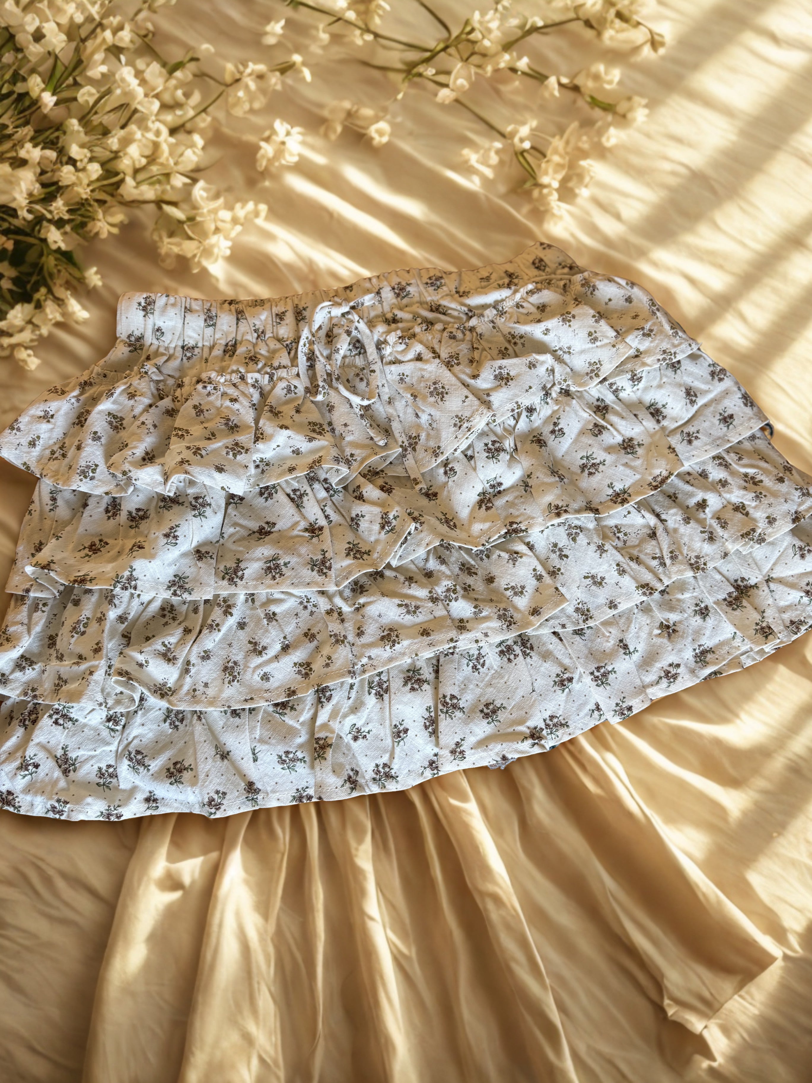 Mixed Floral Tiered Ruffle Skort